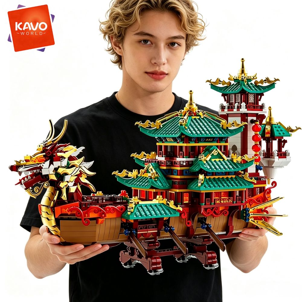KAVOWORLD 2453pcs Dragon Boat  - огляд і ціна Gaming Console Lego