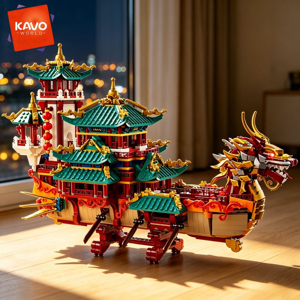 KAVOWORLD 2453pcs Dragon Boat  - огляд і ціна Gaming Console Lego