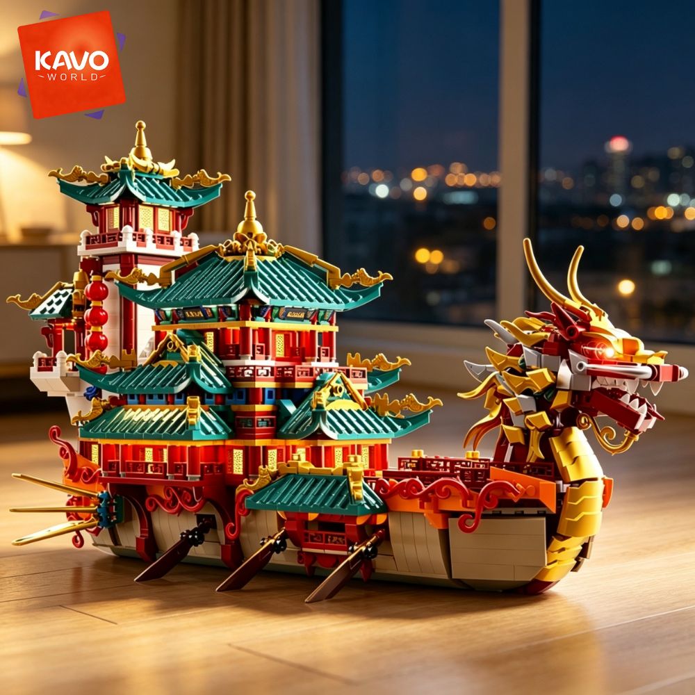 KAVOWORLD 2453pcs Dragon Boat  - огляд і ціна Gaming Console Lego