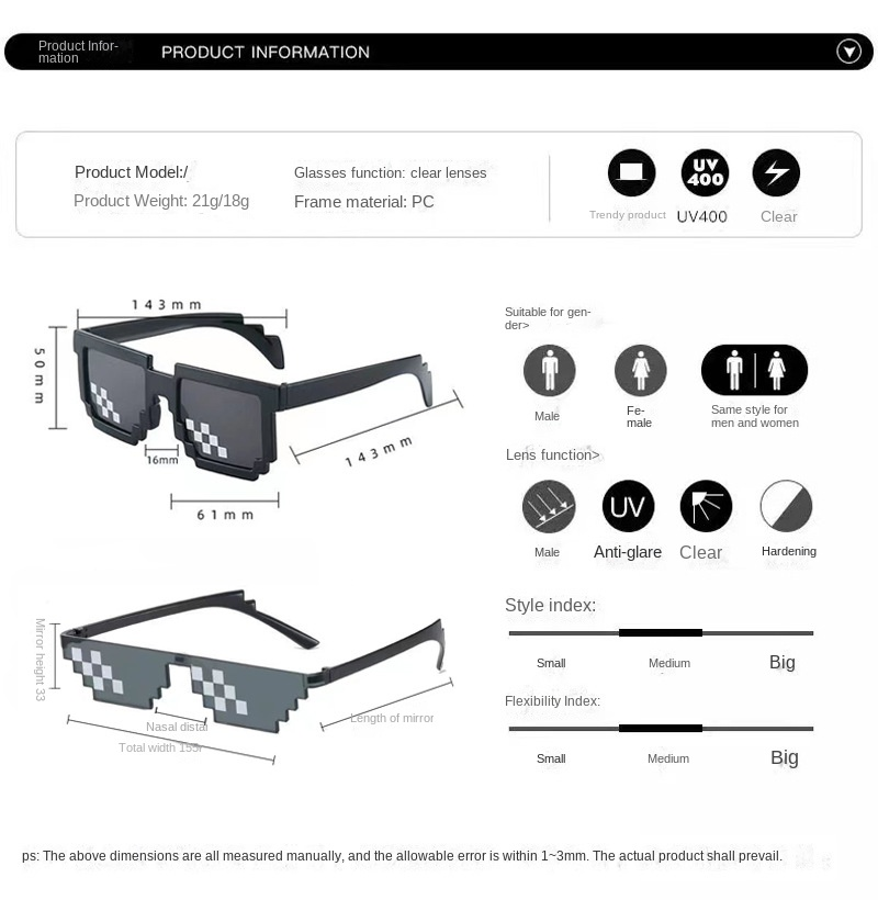 Mosaic For Men And Women Pixel - огляд і ціна Gaming Glasses Uv